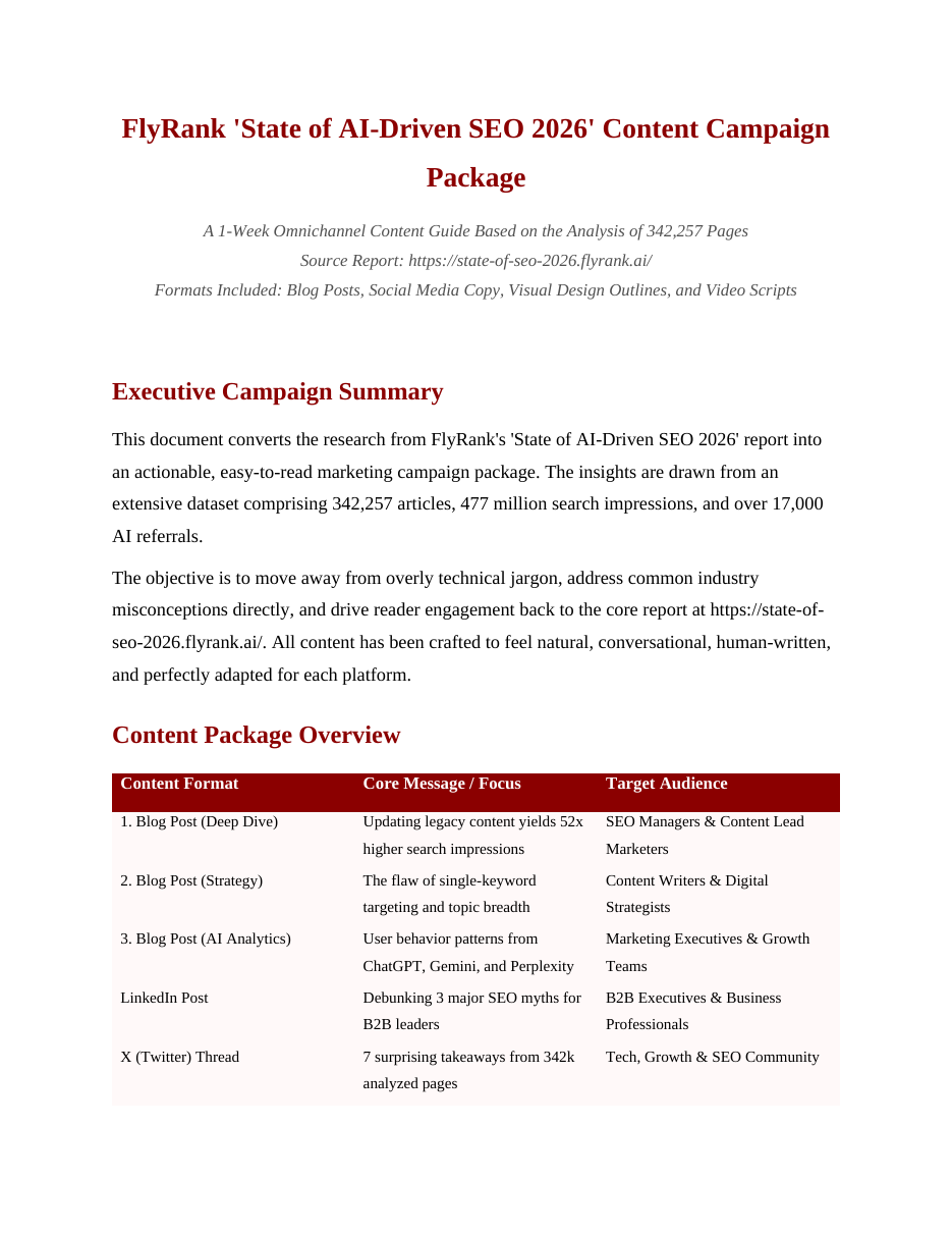 FlyRank - State of SEO 2026 Content Pack preview